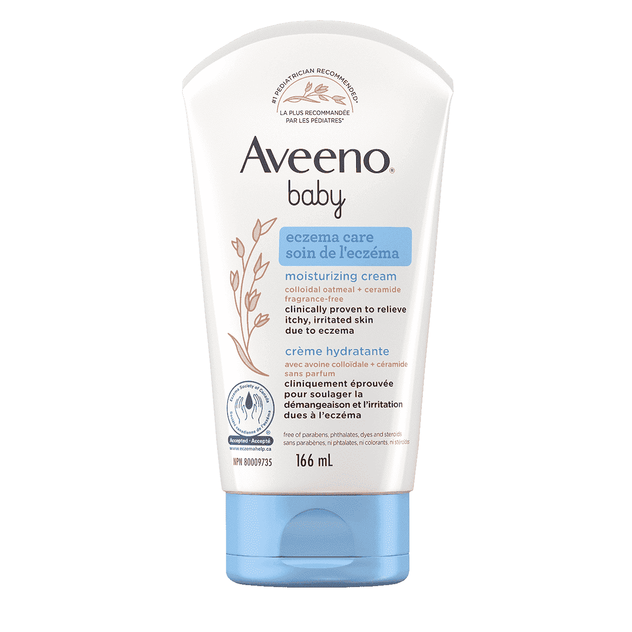 Tube de la crème hydratante pour bébés AVEENO® Soin de l’eczéma, Avoine colloïdale + Céramides, 166 ml