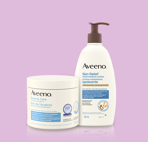 Baume anti-démangeaison Aveeno Soin de l'eczéma, pot de 311 g, et lotion hydratante apaisante Aveeno, flacon-pompe de 532 ml